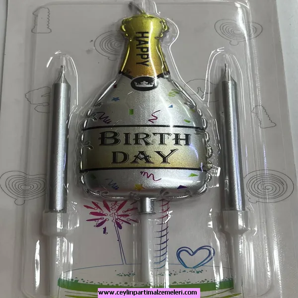 Şampanya Dekor Mum Gümüş